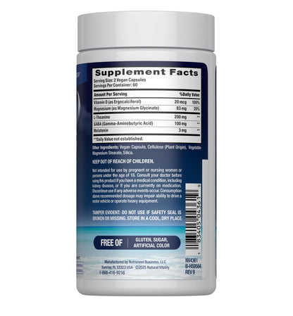 Natural Vitality CALM Sleep Magnesium – Melatonin & Magnesium Citrate, 120 Capsules | Gluten Free, Vegan, Non-GMO