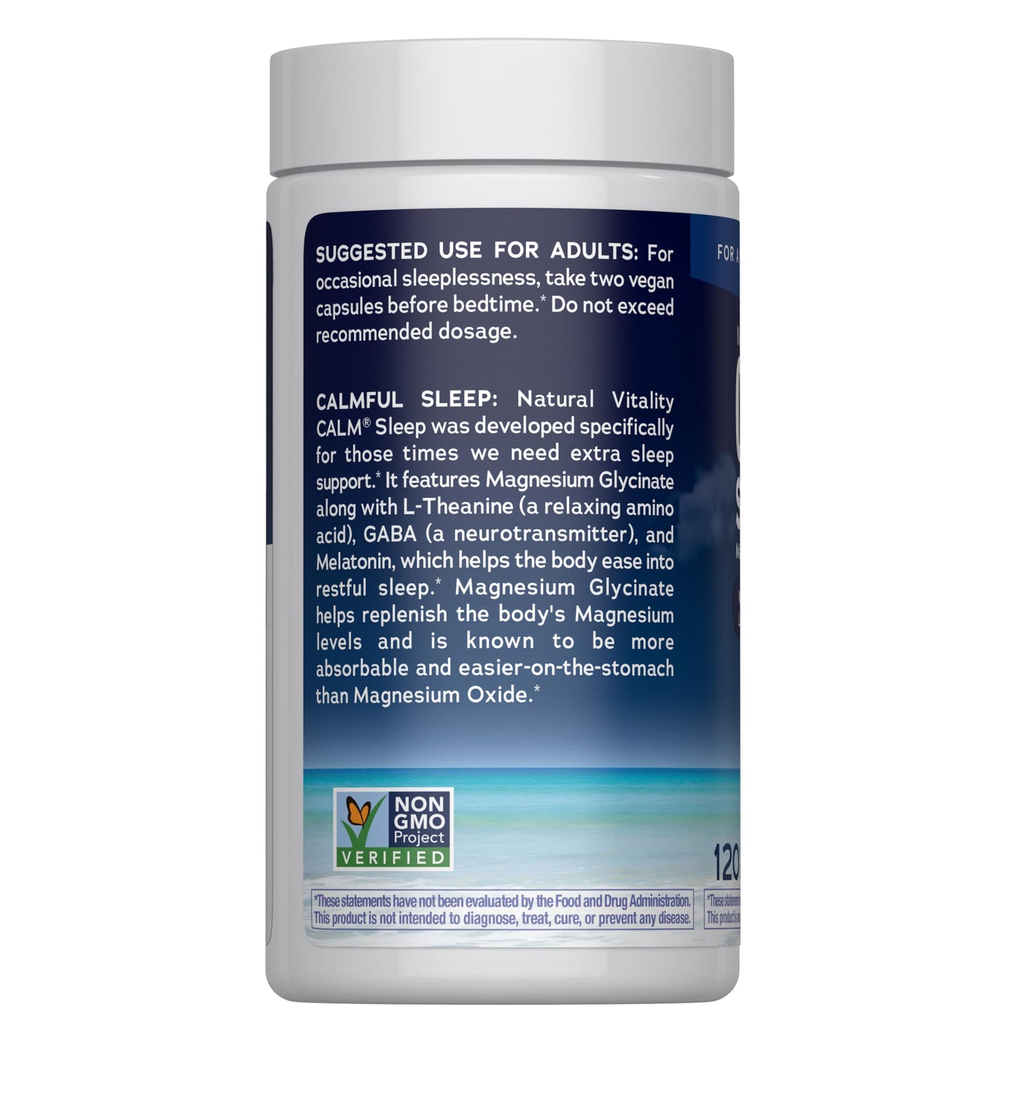 Natural Vitality CALM Sleep Magnesium – Melatonin & Magnesium Citrate, 120 Capsules | Gluten Free, Vegan, Non-GMO