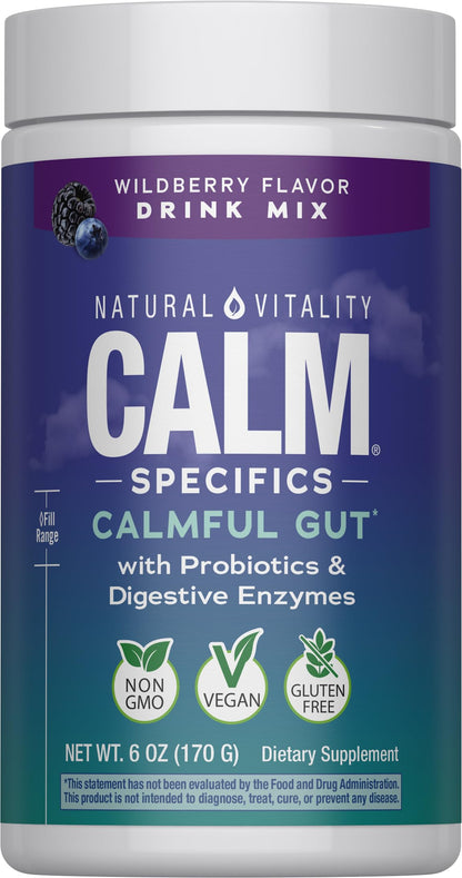 Natural Vitality CALM Specifics Calmful Gut – Probiotics & Enzymes, Wildberry, 6 oz