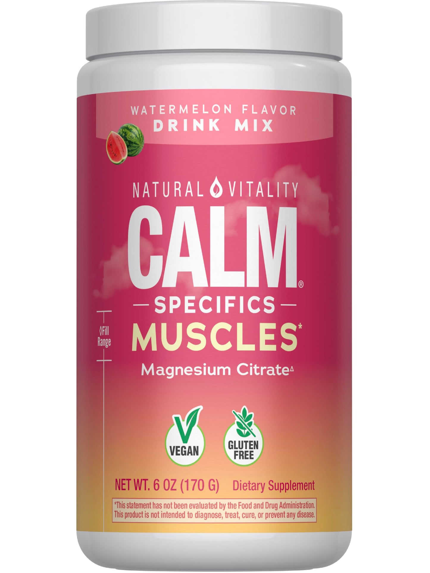 Natural Vitality Calm Specifics Calmful Muscles - Watermelon Powder 6 oz for Tired, Sore or Cramping Muscles