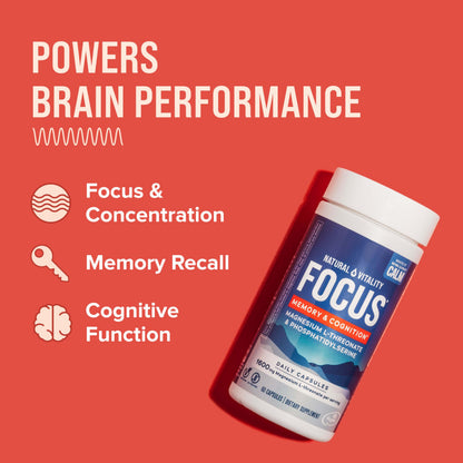 Natural Vitality Focus: Magnesium L-Threonate & Phosphatidylserine Nootropic (60 Capsules) | Gluten Free & Vegetarian
