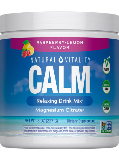 NATURAL VITALITY Raspberry Lemon Calm Magnesium Drink Mix, 8 OZ