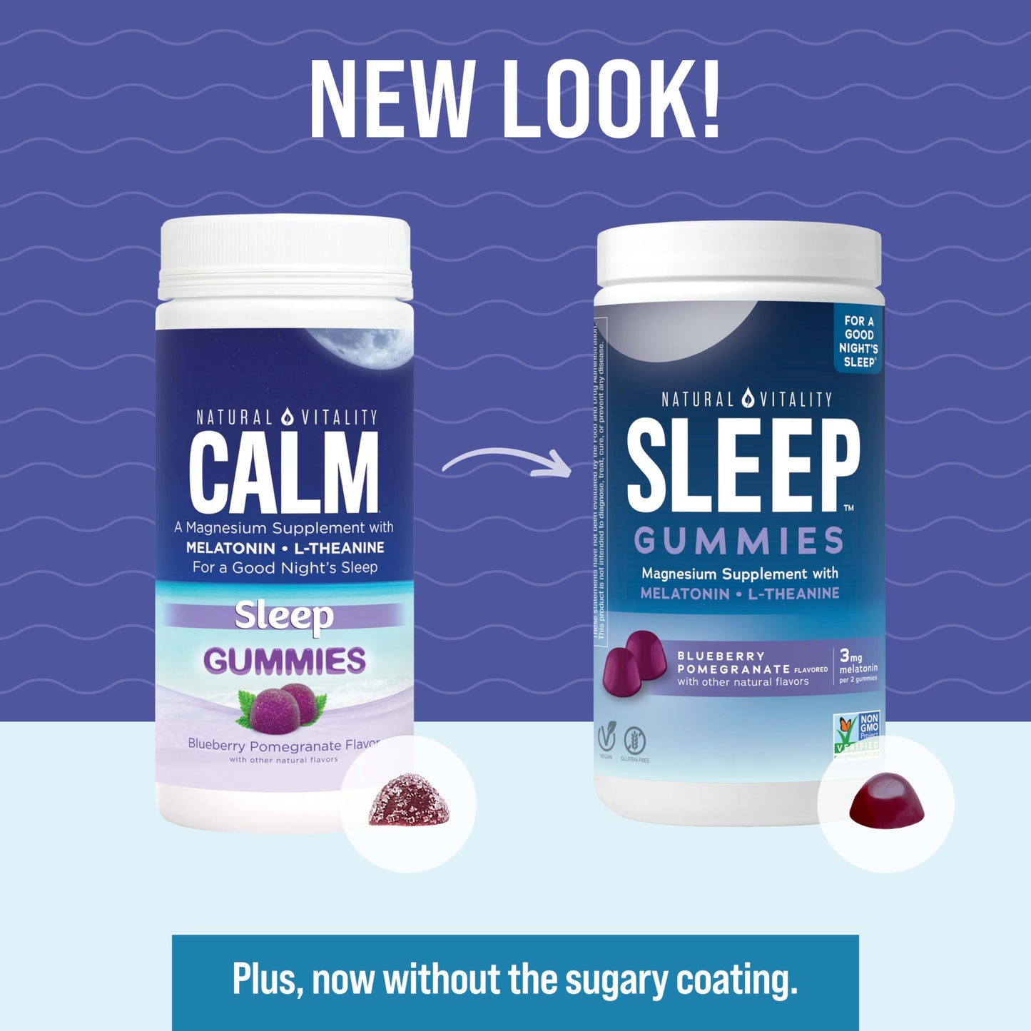 Natural Vitality SLEEP Gummies – Magnesium with Melatonin & L-Theanine (Vegan, Gluten Free) Blueberry Pomegranate 120 Count