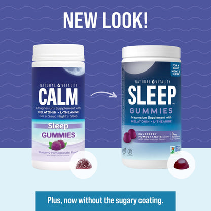 Natural Vitality SLEEP Gummies – Magnesium with Melatonin & L-Theanine (Vegan, Gluten Free) Blueberry Pomegranate 120 Count