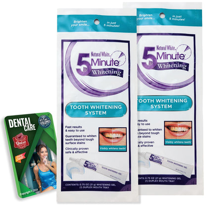 Natural White 5 Minute Whitening – Lornamead 0.75oz Gel & Duplex Mouth Tray 2 Pack | Vital Volumes Dental Card