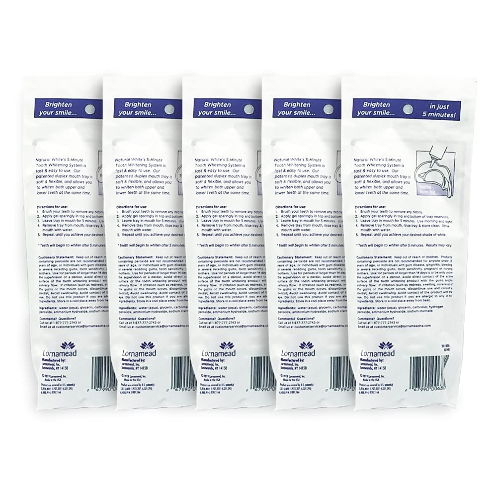 5 Pack Natural White 5-Minute Teeth Whitening Kits – Fast Home Whitening