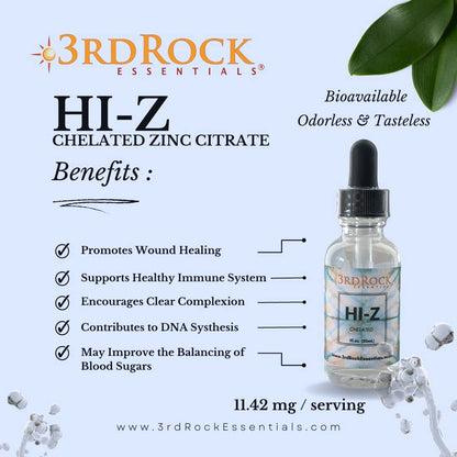 3rd Rock Essentials HI-Z Zinc Immune Support – Liquid Zinc Supplement (1 oz, 120 Servings)