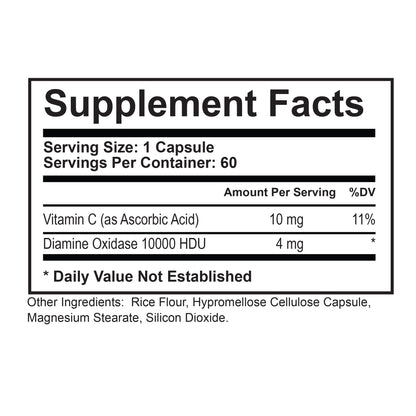 NATURALABS DAO Histamine Blocker – Diamine Oxidase (DAO) + Vitamin C for Gut Health | 60 Servings