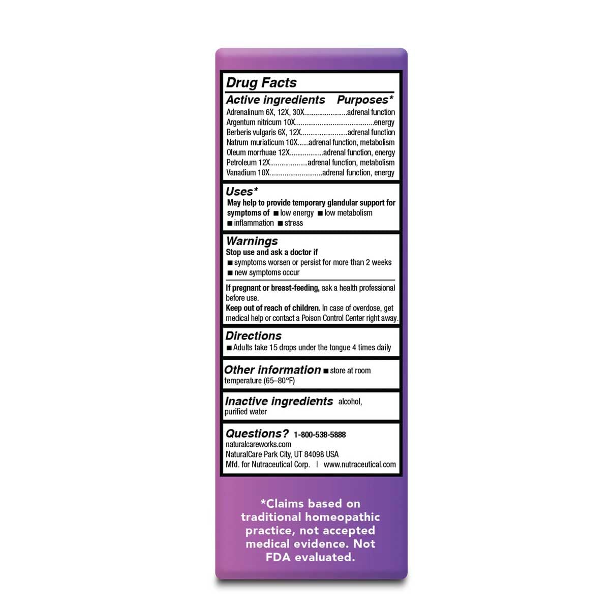 NaturalCare Adrenal Support Drops – 1 Fl Oz | Homeopathic Relief
