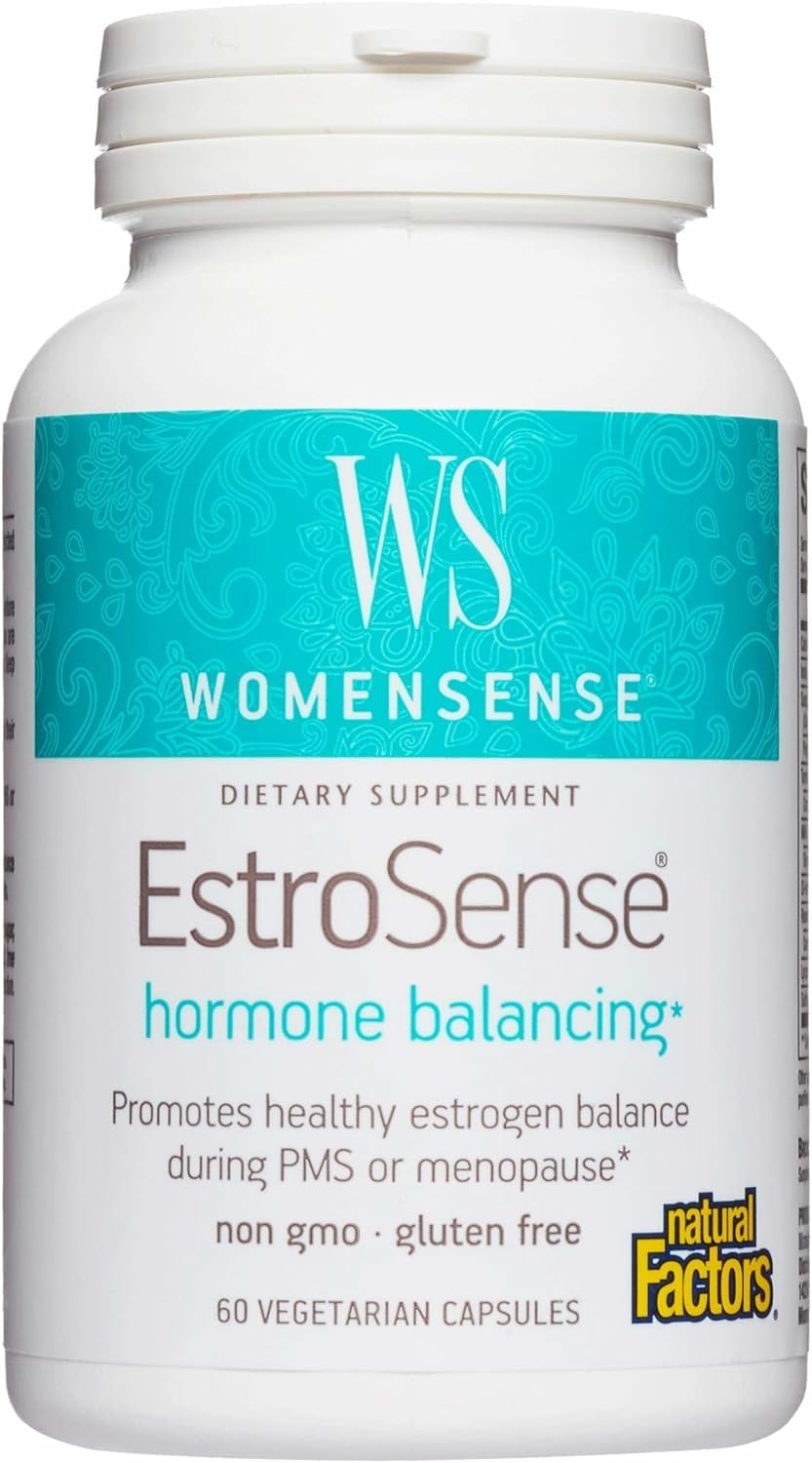 EstroSense by Natural Factors – Hormone Balance for PMS & Menopause, Vegan, Non-GMO, 60 Capsules