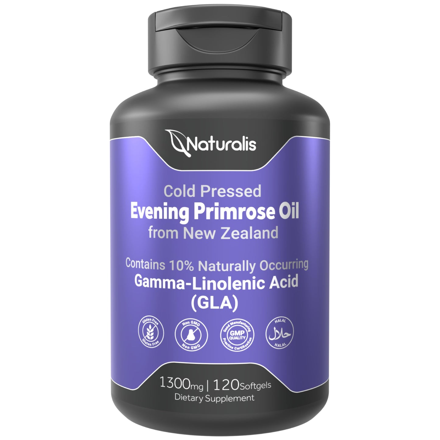 Naturalis Evening Primrose Oil 1300mg | 120 Softgels | New Zealand, Non-GMO, Gluten & Soy Free