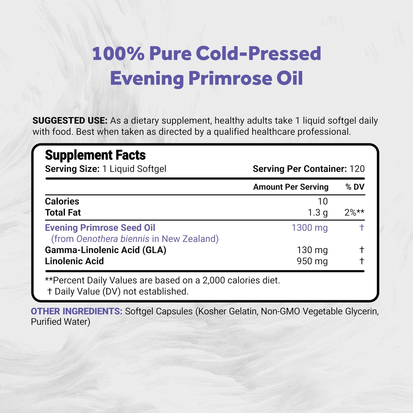 Naturalis Evening Primrose Oil 1300mg | 120 Softgels | New Zealand, Non-GMO, Gluten & Soy Free