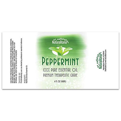 Naturalitana Peppermint Essential Oil – Therapeutic Grade, 4 oz Bottle with Dropper