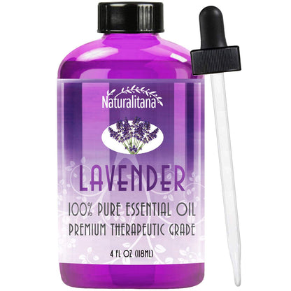 Naturalitana Lavender Essential Oil - 4 fl oz | Therapeutic Grade, Vegan & Cruelty-Free