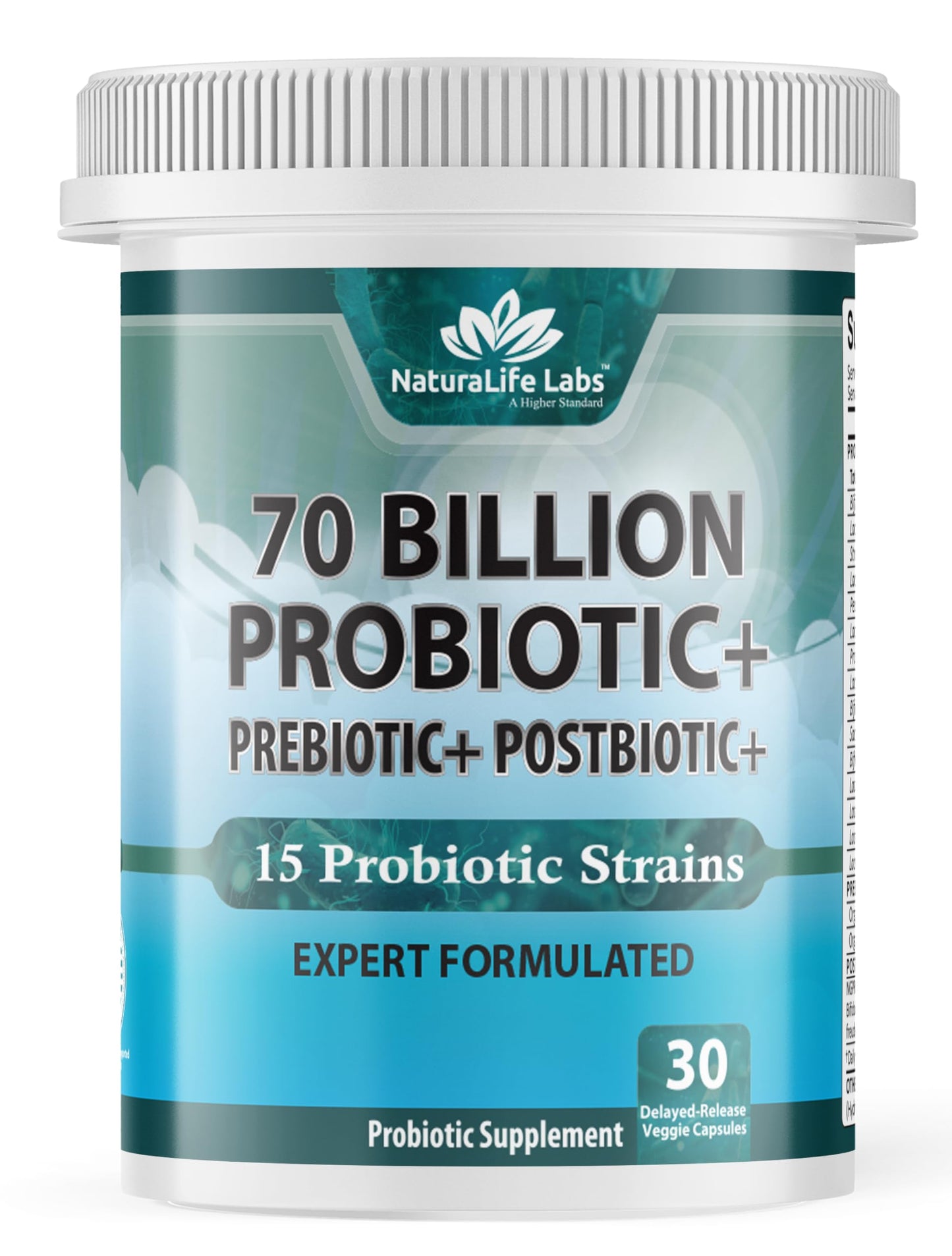 NaturaLife Probiotics 70B CFU – 15 Strains | 3-in-1 Formula – 30 Vegan Capsules