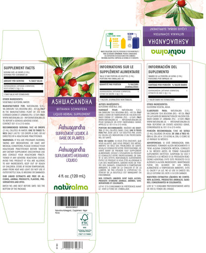 Naturalma Ashwagandha Root Tincture – Alcohol-Free, 4 fl oz | Vegan