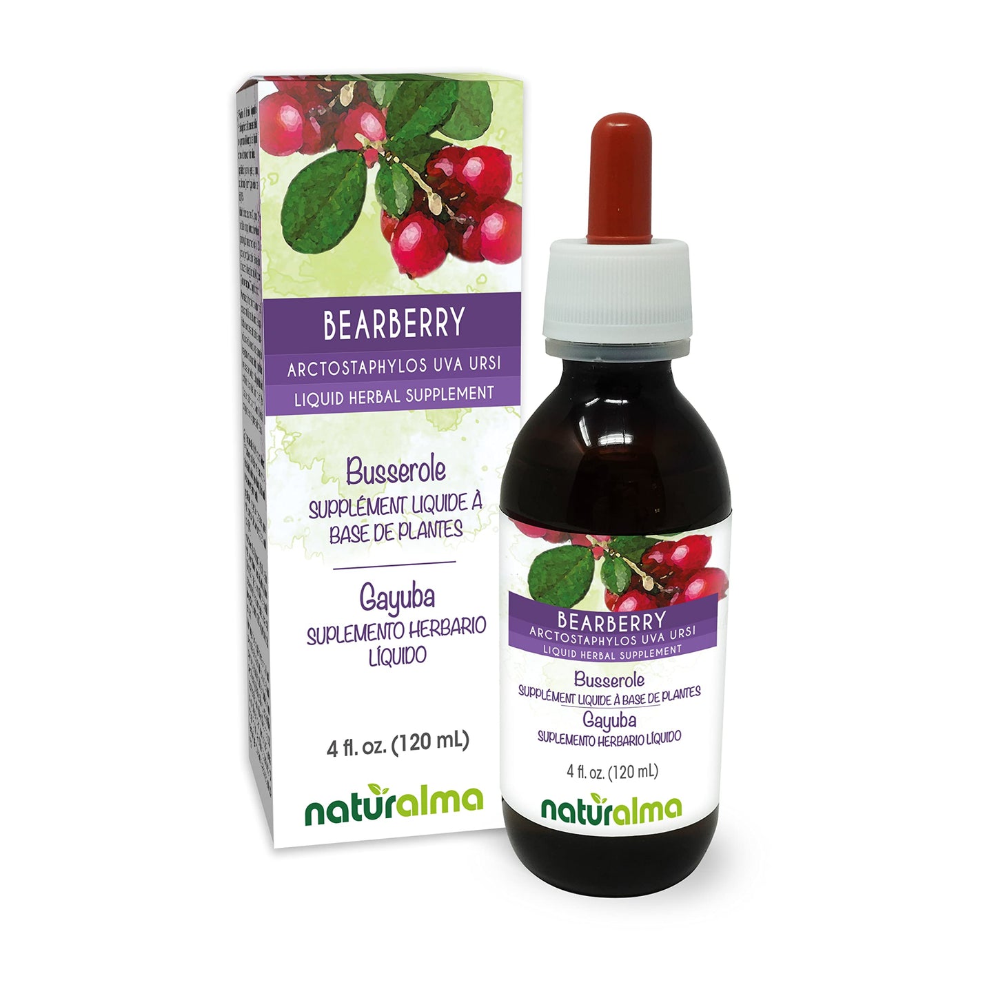 Naturalma Bearberry Leaf Tincture 4oz – Alcohol-Free, Vegan Drops
