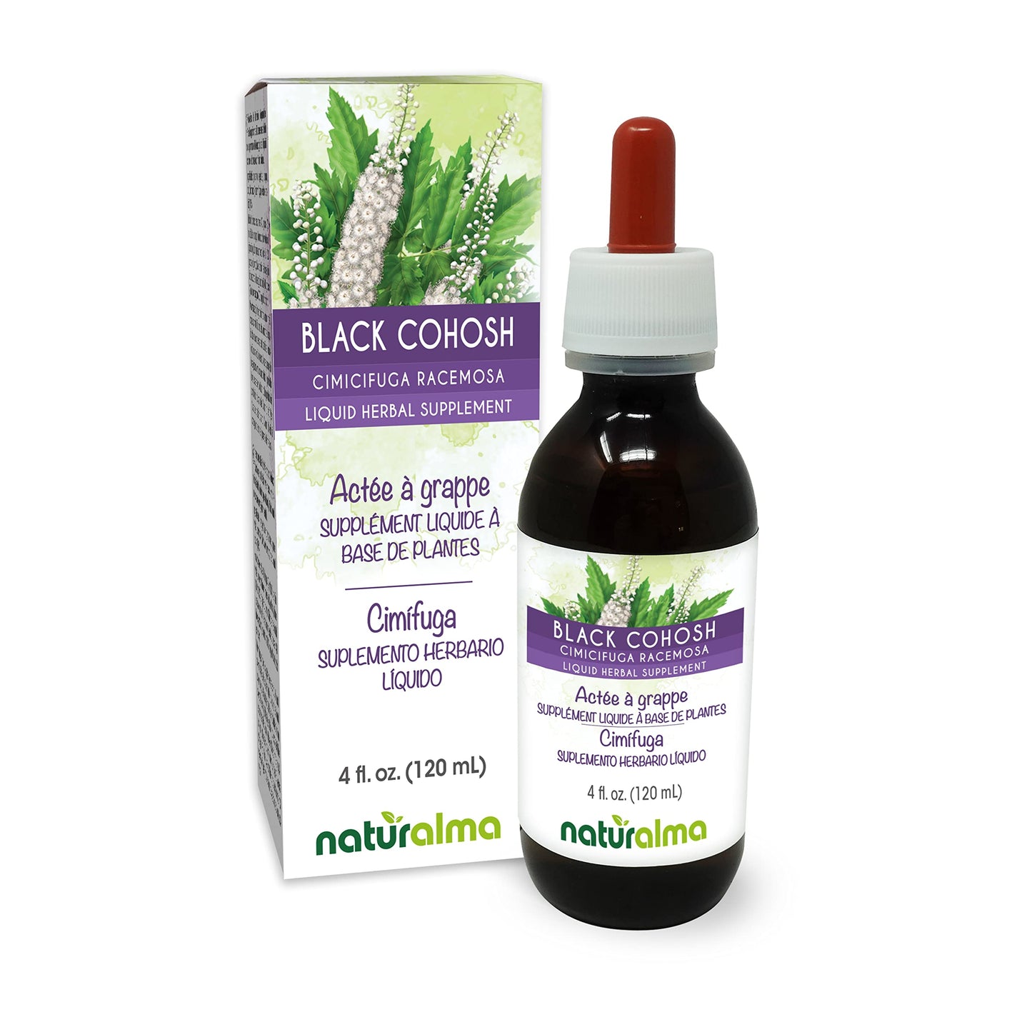 Naturalma Black Cohosh Rhizome Tincture - Alcohol-Free 4 fl oz Drops - Vegan Herbal Supplement