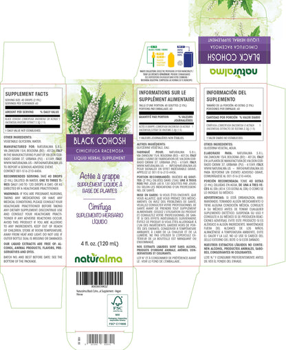 Naturalma Black Cohosh Rhizome Tincture - Alcohol-Free 4 fl oz Drops - Vegan Herbal Supplement