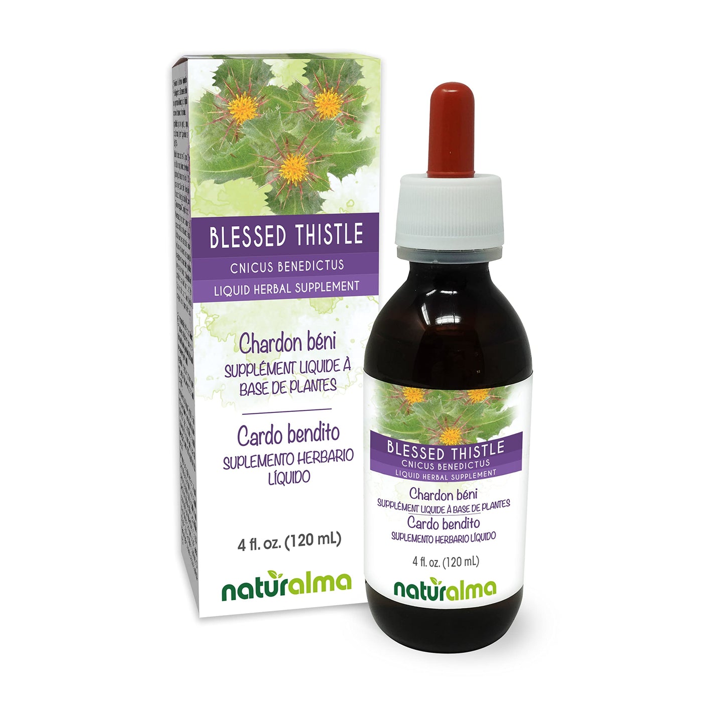 Naturalma Blessed Thistle Tincture 4 fl oz – Alcohol-Free Drops, Vegan