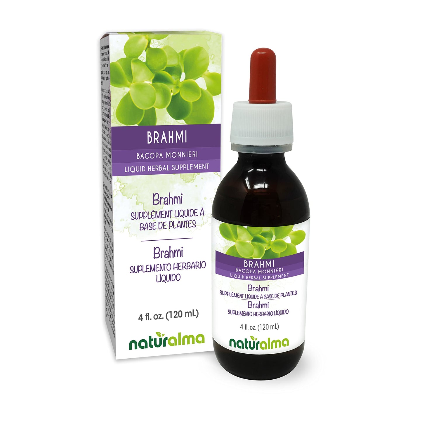 Naturalma Brahmi Tincture (Bacopa monnieri) Alcohol-Free - 4 oz Drops - Vegan