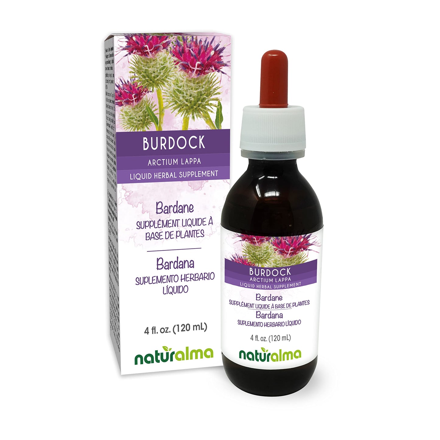 Naturalma Burdock Root & Herb Tincture – Alcohol-Free, 4 fl oz Drops – Vegan