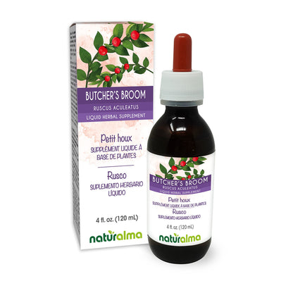 Naturalma Butcher's Broom Root Tincture - Alcohol-Free Drops, 4 oz | Vegan, Made in Italy