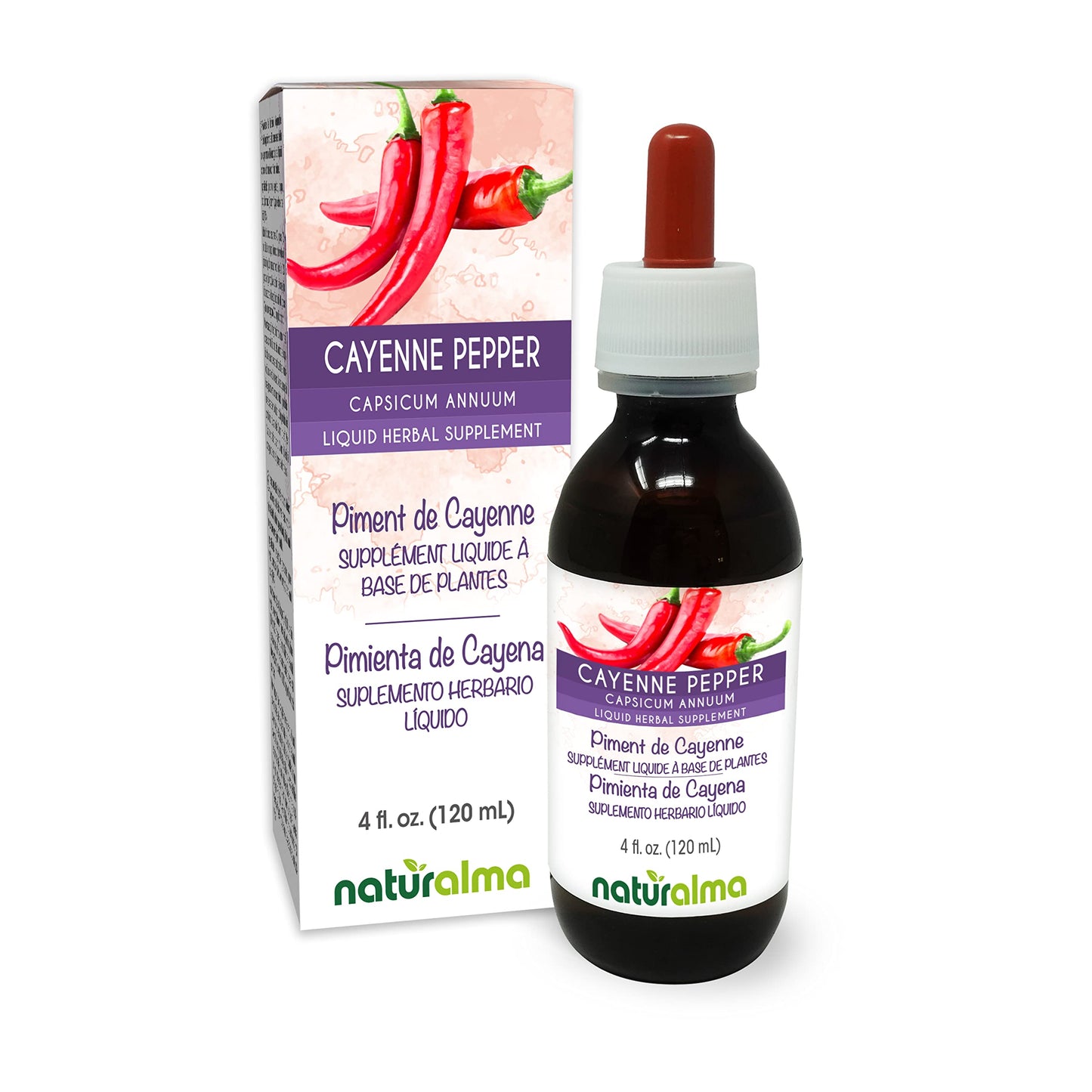 Naturalma Cayenne Pepper Tincture (Alcohol-Free) - 4 oz Drops | Vegan Herbal Supplement