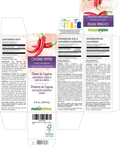 Naturalma Cayenne Pepper Tincture (Alcohol-Free) - 4 oz Drops | Vegan Herbal Supplement