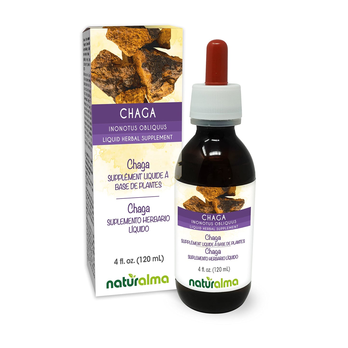 Naturalma Chaga Alcohol-Free Tincture – 4 fl oz Drops | Vegan
