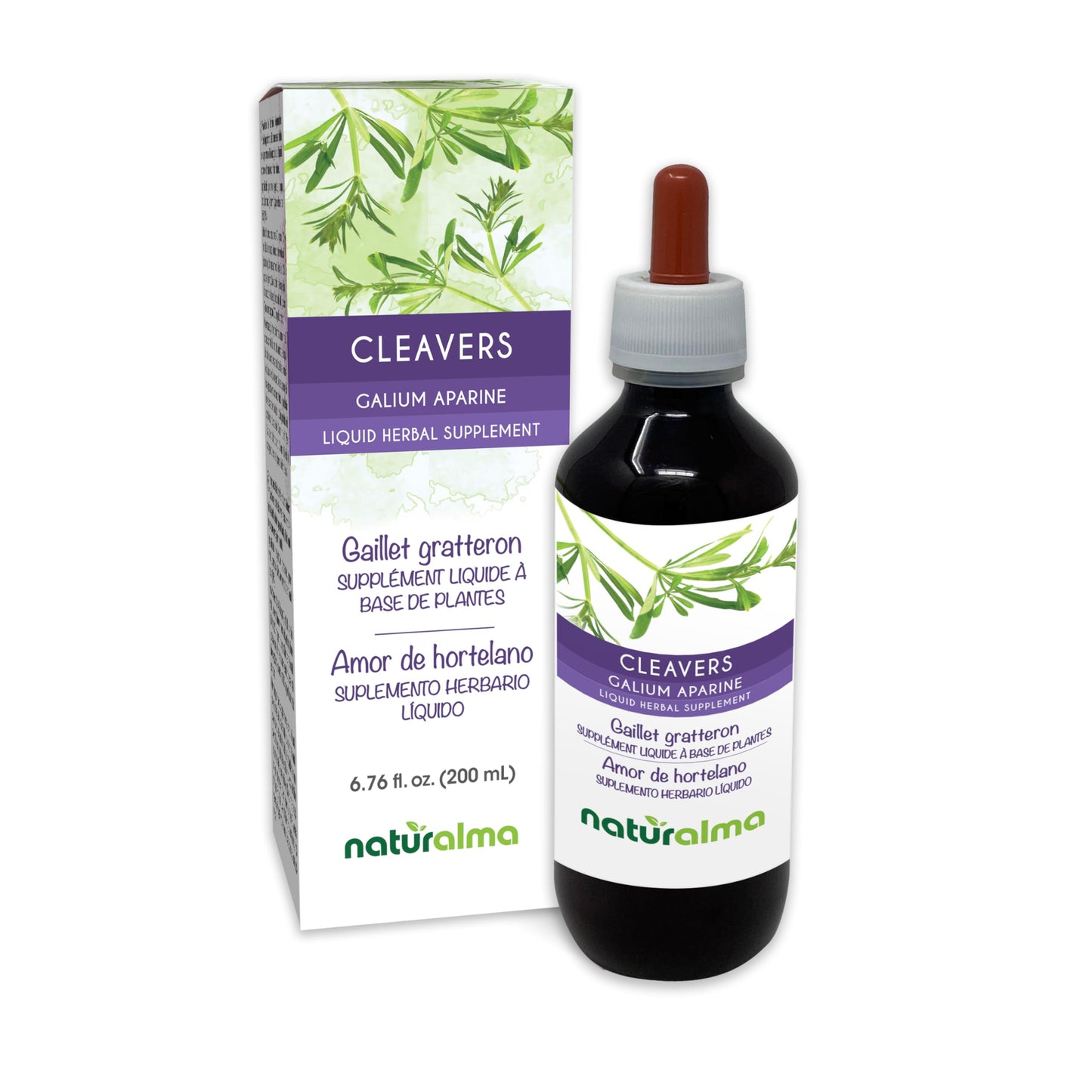 Naturalma Cleavers (Galium aparine) Alcohol-Free Tincture – 6.76 fl oz, Vegan