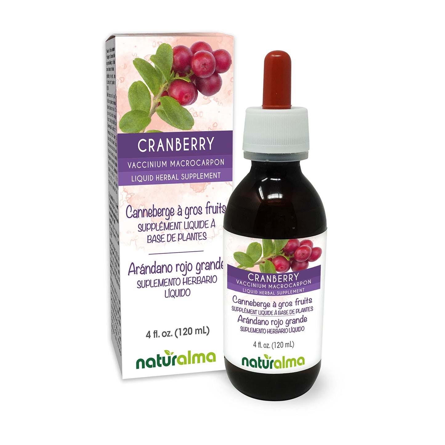Naturalma Cranberry Alcohol-Free Tincture – 4 fl oz Drops | Vegan Herbal Supplement