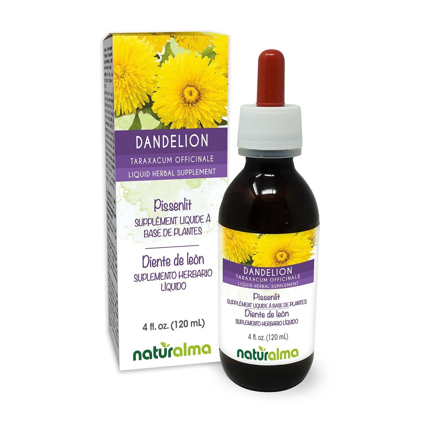 Naturalma Dandelion Tincture 4 oz - Alcohol-Free, Vegan