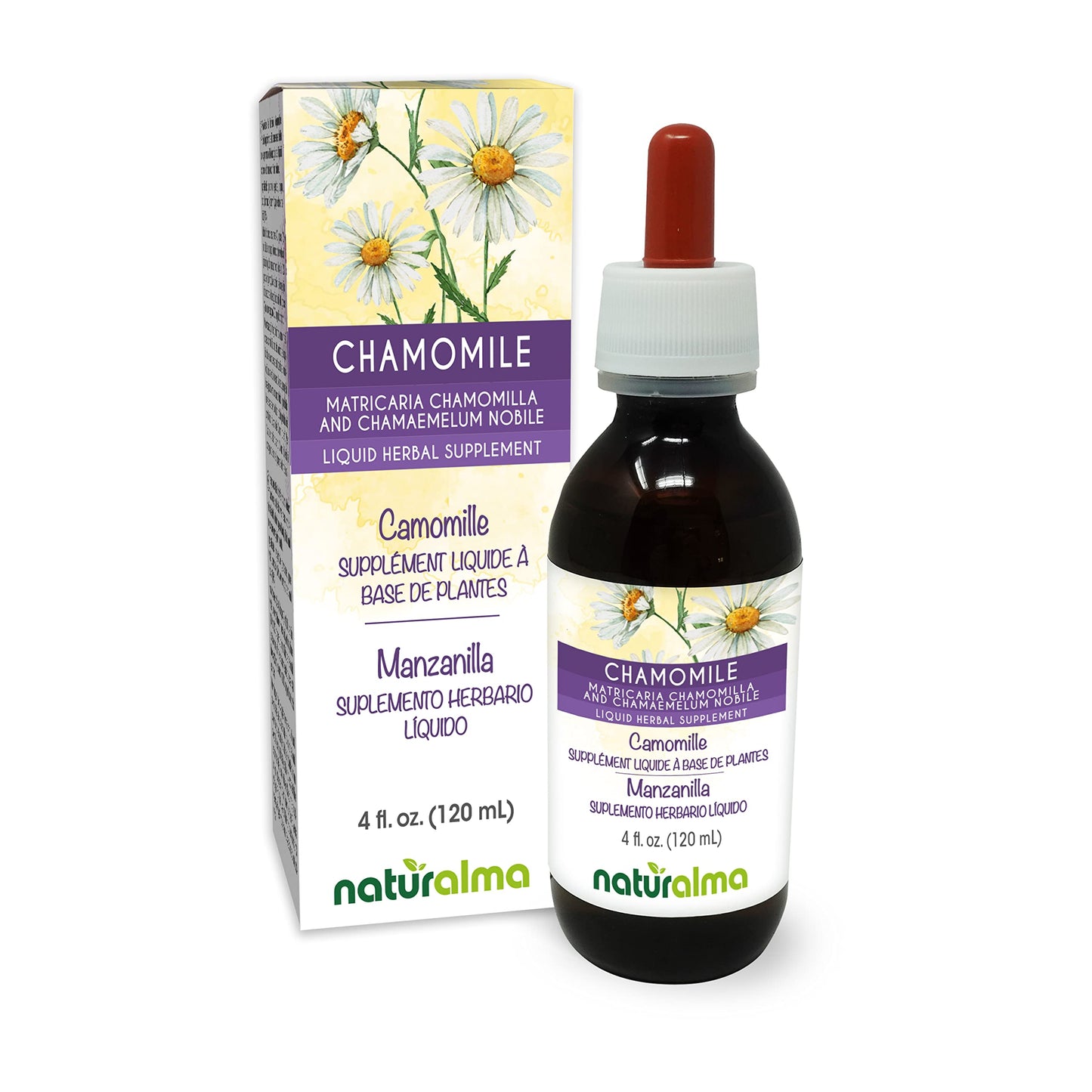 Naturalma German & Roman Chamomile Tincture - Alcohol-Free, Vegan (4 fl oz)