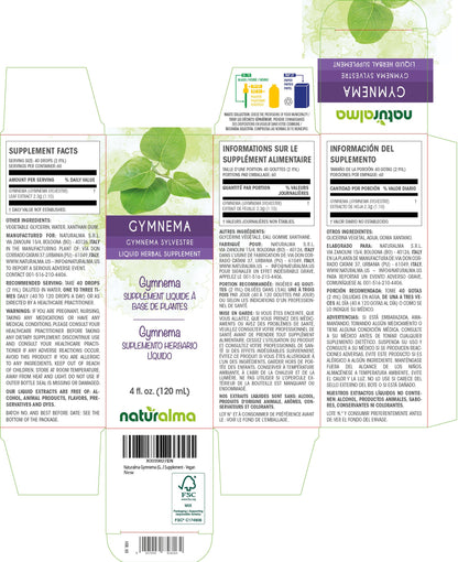 Naturalma Gymnema Leaf Tincture 4 oz | Alcohol-Free Vegan Extract