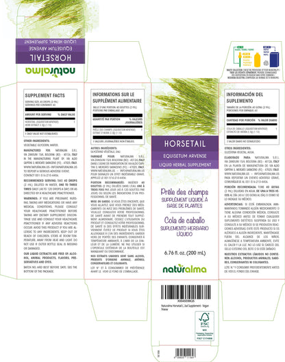 Naturalma Horsetail Tincture (Equisetum arvense) - Alcohol-Free, 6.76 fl oz | Vegan