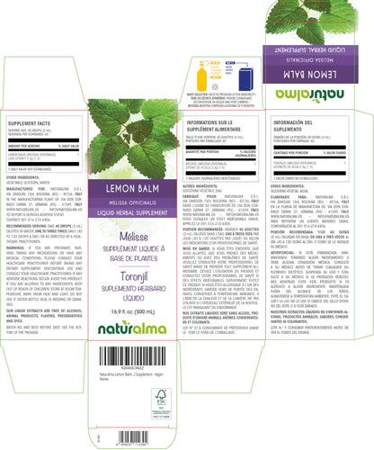Naturalma Lemon Balm Tincture (Melissa officinalis) - Alcohol-Free 500 ml Liquid Extract (16.9 fl oz) - Vegan