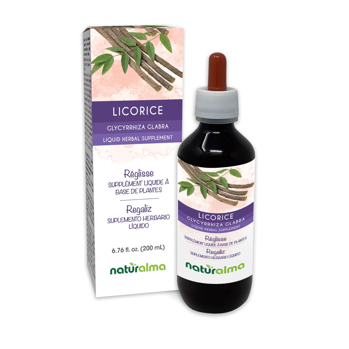Naturalma Licorice Root Tincture (Glycyrrhiza glabra) – Alcohol-Free Drops, 6.76 fl oz – Vegan