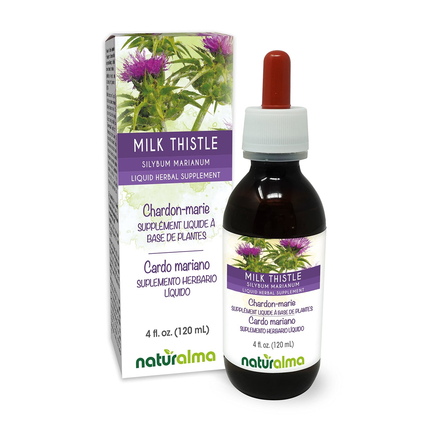 Naturalma Milk Thistle Tincture 4 oz — Alcohol-Free Liquid Extract, Vegan, Made in Italy