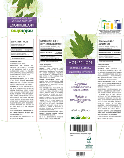 Naturalma Motherwort Tincture 1:10 – Alcohol-Free Drops (6.76 fl oz)