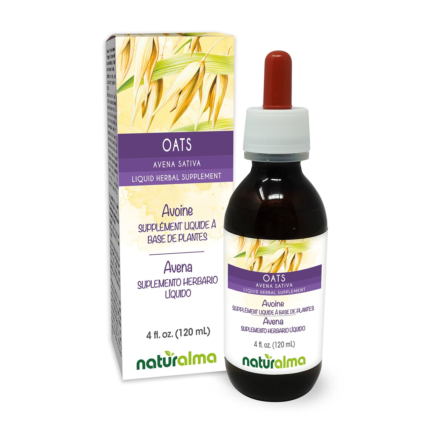 Naturalma Oats Tops Tincture (Avena Sativa) – Alcohol-Free 4 fl oz Drops | Vegan