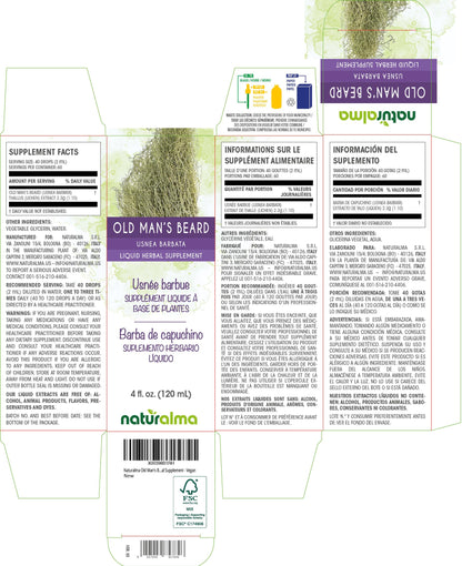 Naturalma Old Man's Beard Tincture (Usnea barbata) – Alcohol-Free, 4 fl oz, Vegan