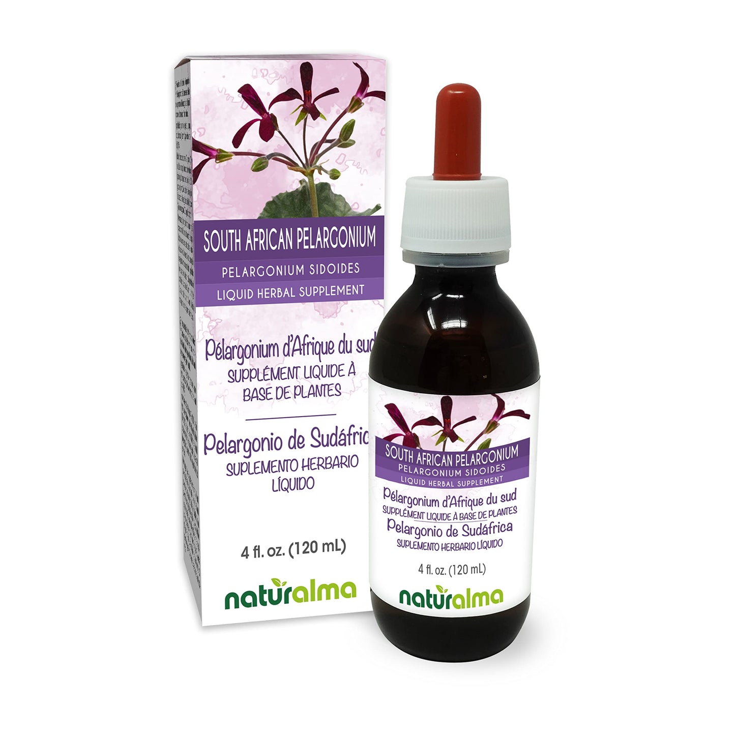 Naturalma Pelargonium Sidoides Root Tincture – Alcohol-Free Drops, 4 fl oz, Vegan