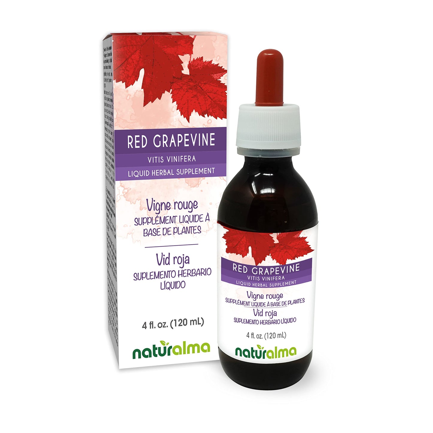 Naturalma Red Grapevine Leaf Tincture - Alcohol-Free Drops, 4 oz | Vegan, Made in Italy
