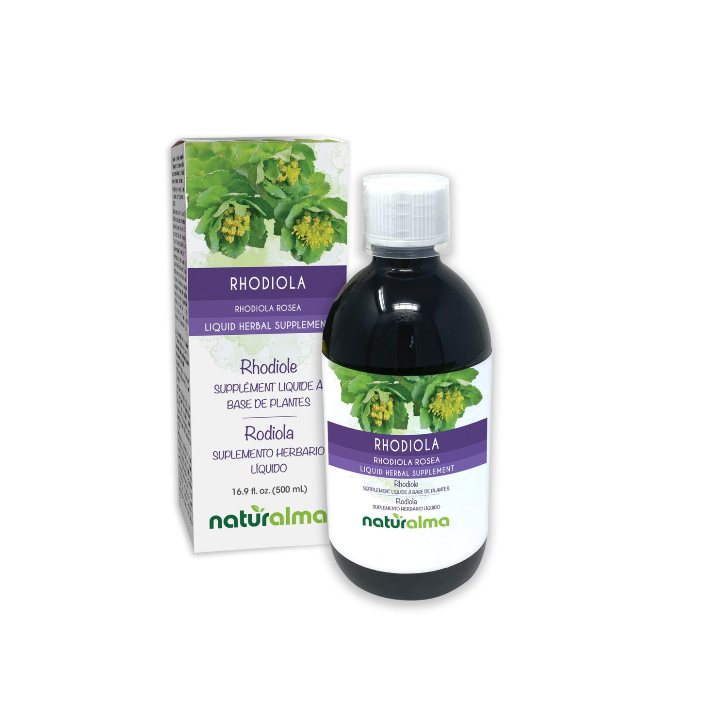 Naturalma Rhodiola Rosea (Sedum roseum) Root Tincture 16.9 oz (500 ml) - Alcohol-Free & Vegan