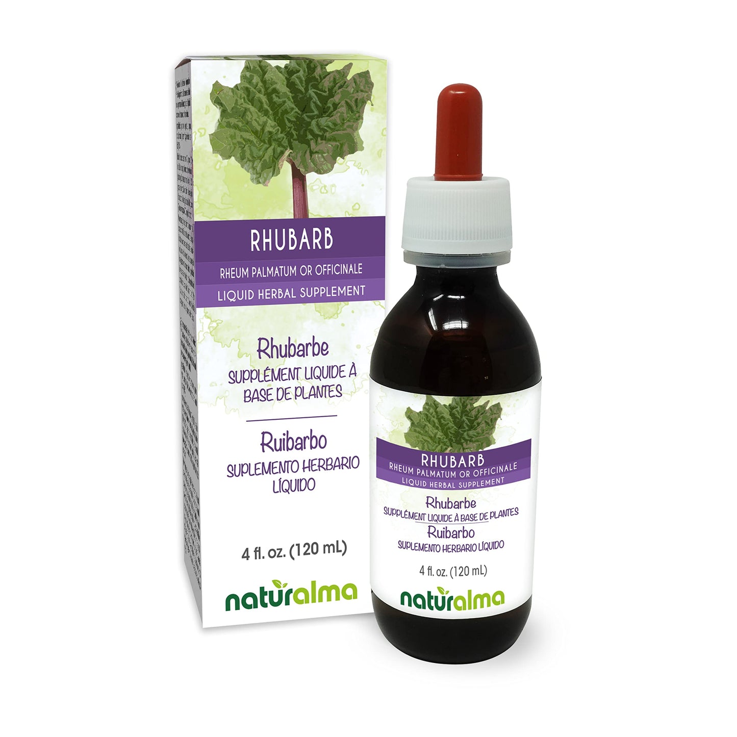 Naturalma Rhubarb Root & Rhizome Tincture – Alcohol-Free, 4 fl oz Drops, Vegan