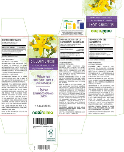 Naturalma St. John's Wort Alcohol-Free Tincture Drops 4 fl oz | Vegan Herbal Extract