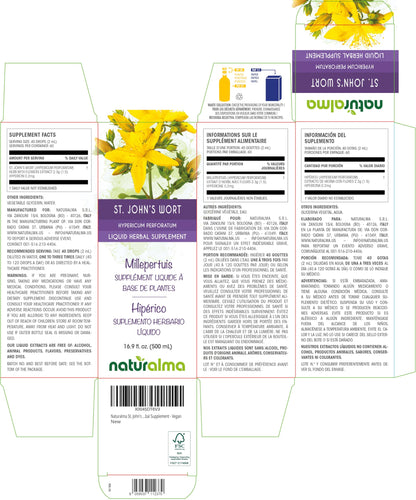 Naturalma St. John’s Wort Liquid Tincture 500 ml (16.9 oz) - Alcohol-Free, Vegan