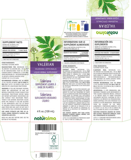 Naturalma Valerian Root Tincture - Alcohol-Free 4 oz Drops | Vegan, Made in Italy