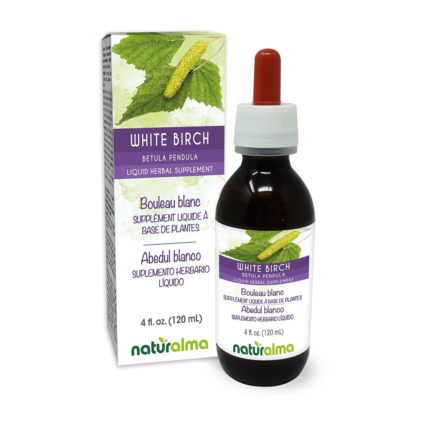 Naturalma White Birch Leaf Tincture – Alcohol-Free Drops, 4 fl oz | Vegan Herbal Supplement